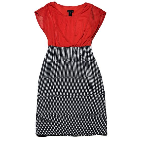 Enfocus Studio Womens 8 Red, Black & White Polka Dot Pencil Professional Dress - Picture 1 of 7